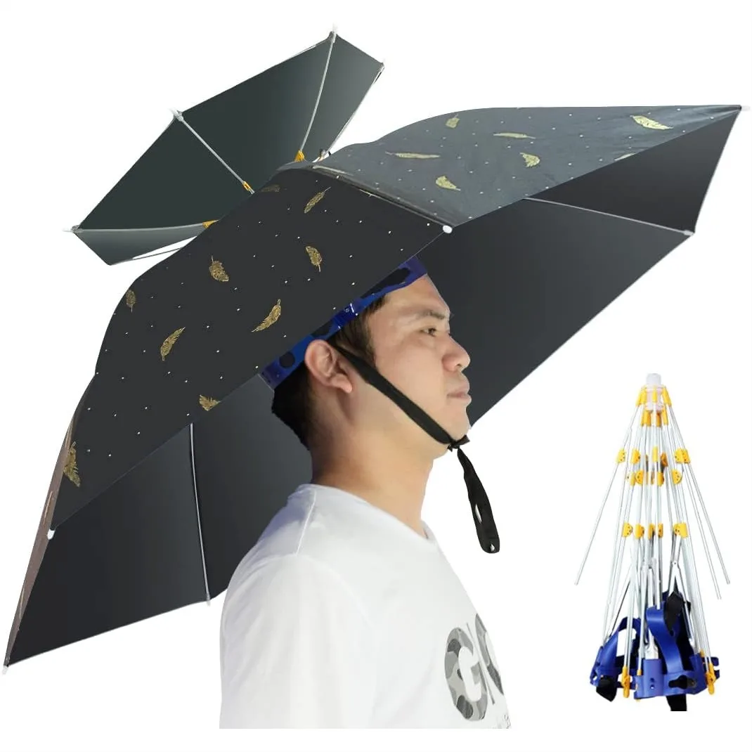 Golf Umbrella Large - หมวกกันแดดกันฝนแบบพับได้ ปรับขนาดได้ ขนาดใหญ่ 37.4 นิ้ว ใช้งานได้โดยไม่ต้องใช้มือ